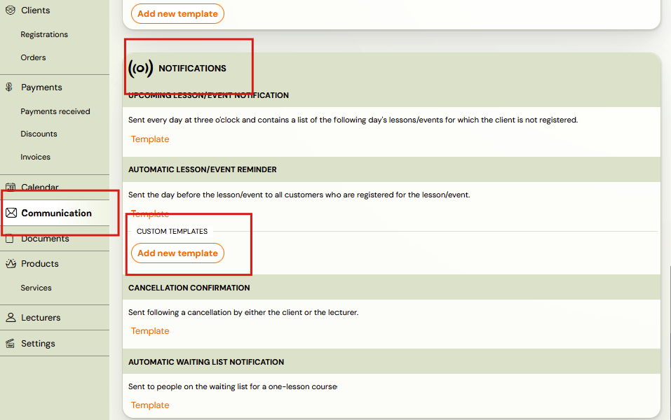 Add new template option