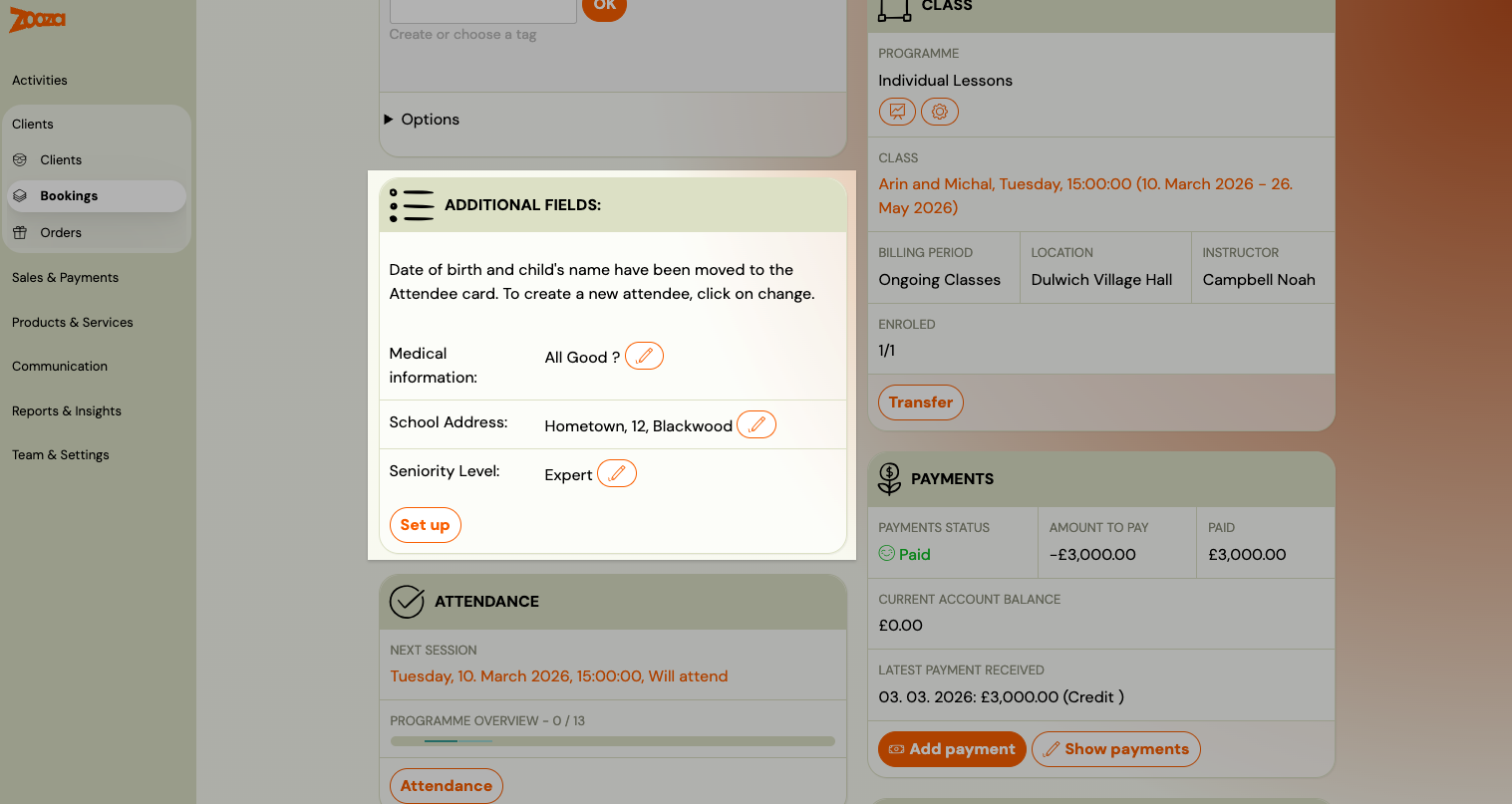 Screenshot — additional fields