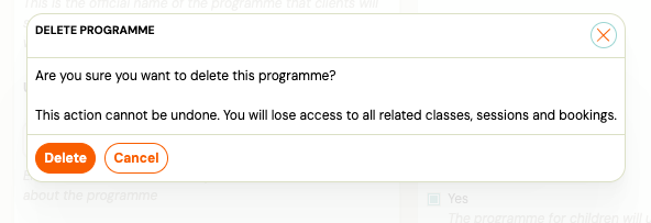 Screenshot — archive or delete programme
