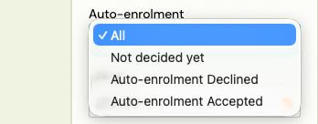 Screenshot — auto enrolment responses