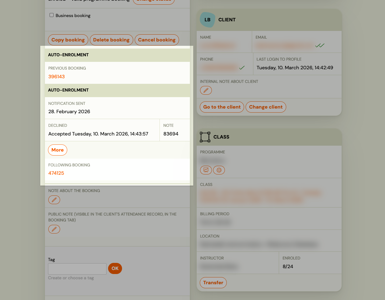 Screenshot — auto enrolment responses
