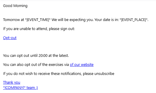 Screenshot — automatic session notification