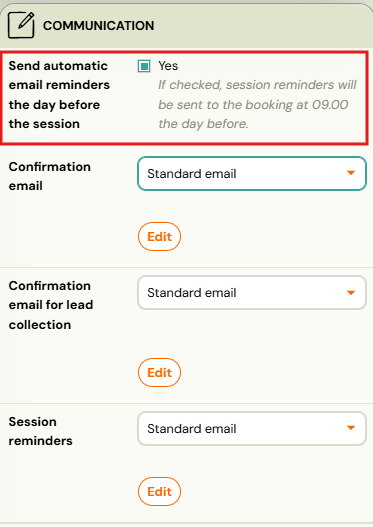 Screenshot — automatic session notification