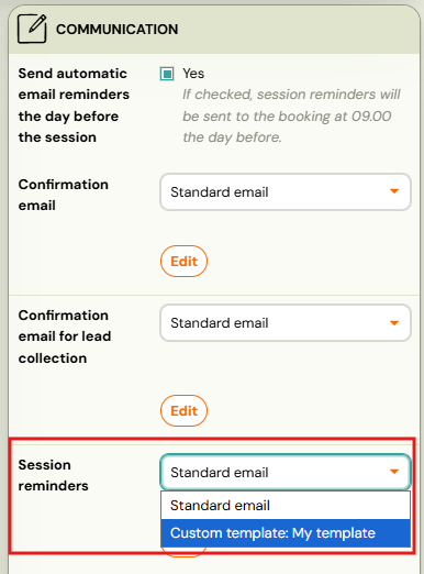 Screenshot — automatic session notification