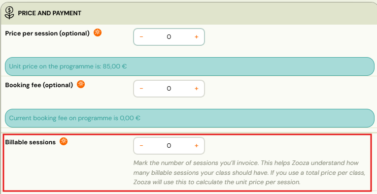 Screenshot — billable sessions