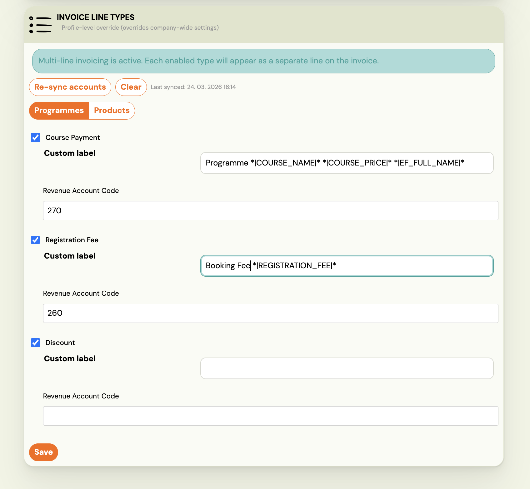 Settings page with Billing tile highlighted