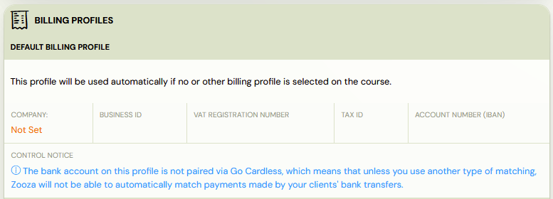 Default billing profile overview