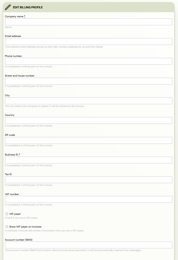 Edit billing profile form