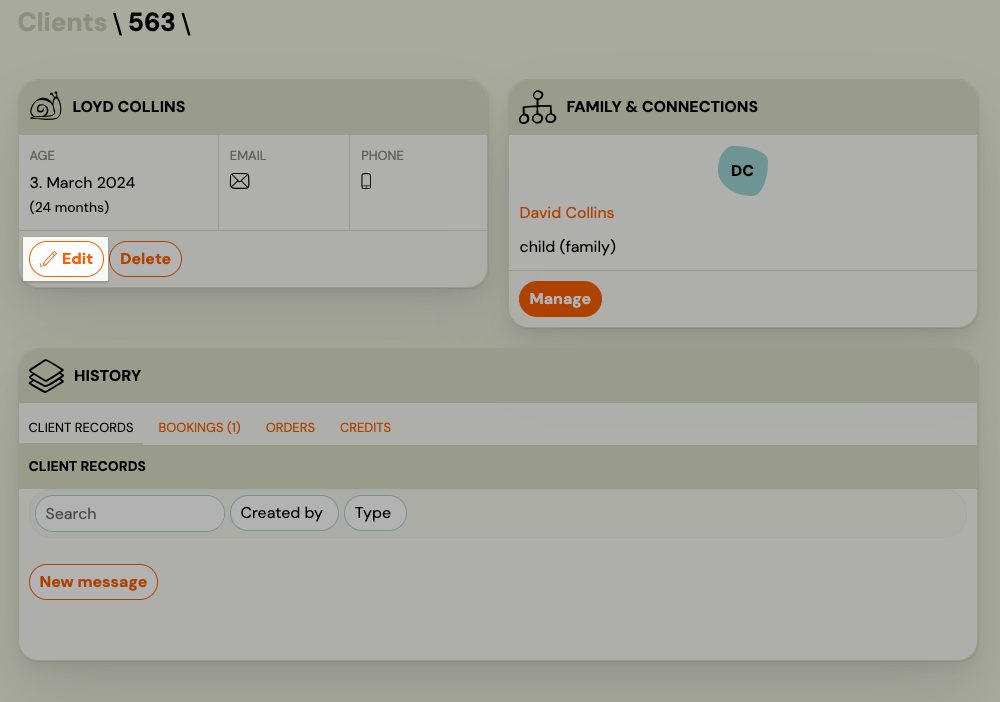 Screenshot — client management faq