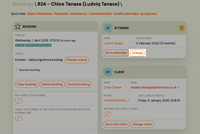 Add child to existing registration