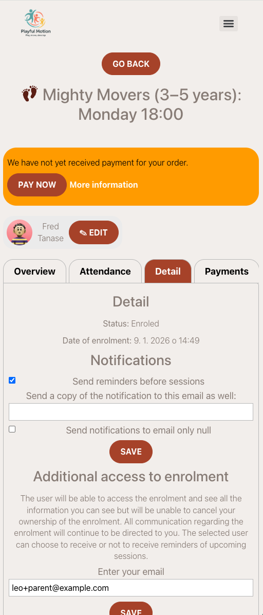 Screenshot — client profile 101