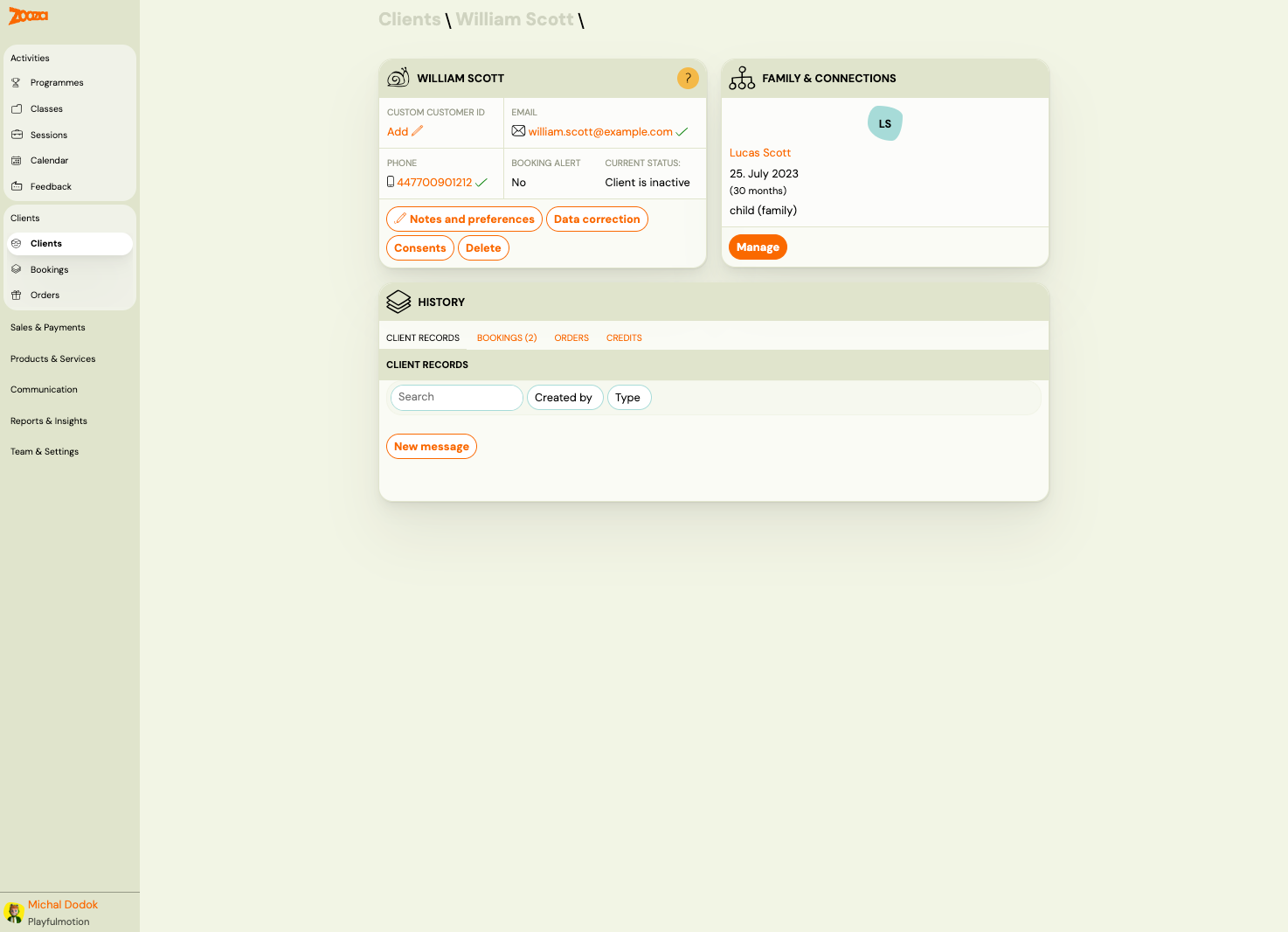 Client detail — William Scott