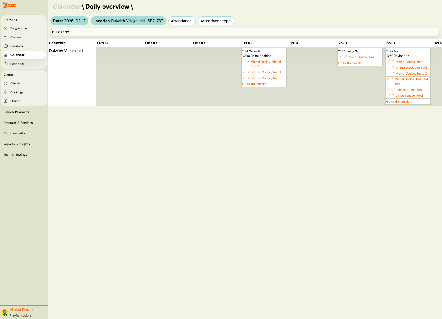 Calendar — daily overview