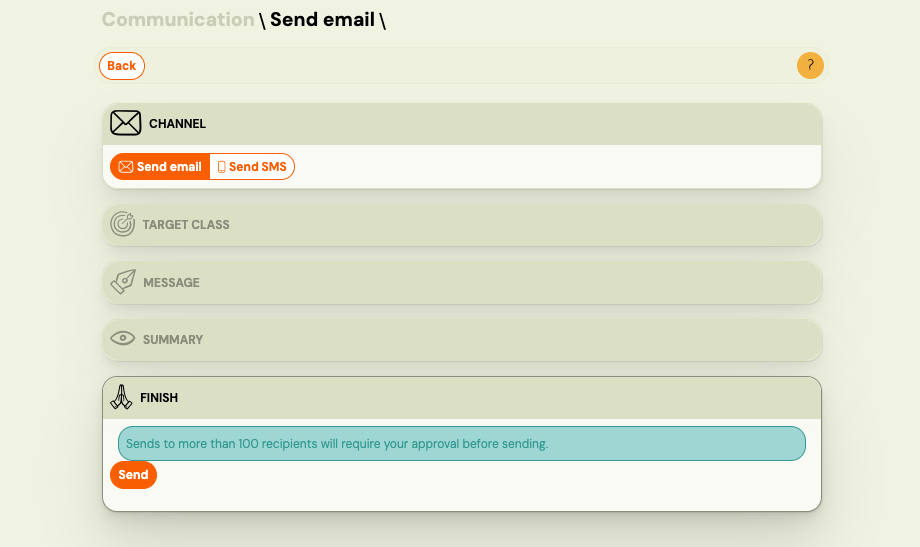 Screenshot — communication send email