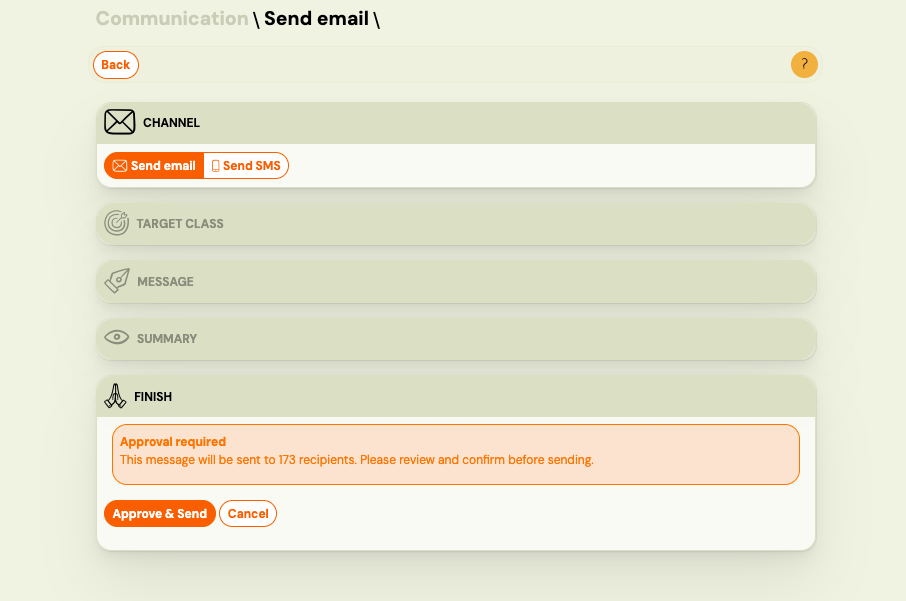 Screenshot — communication send email