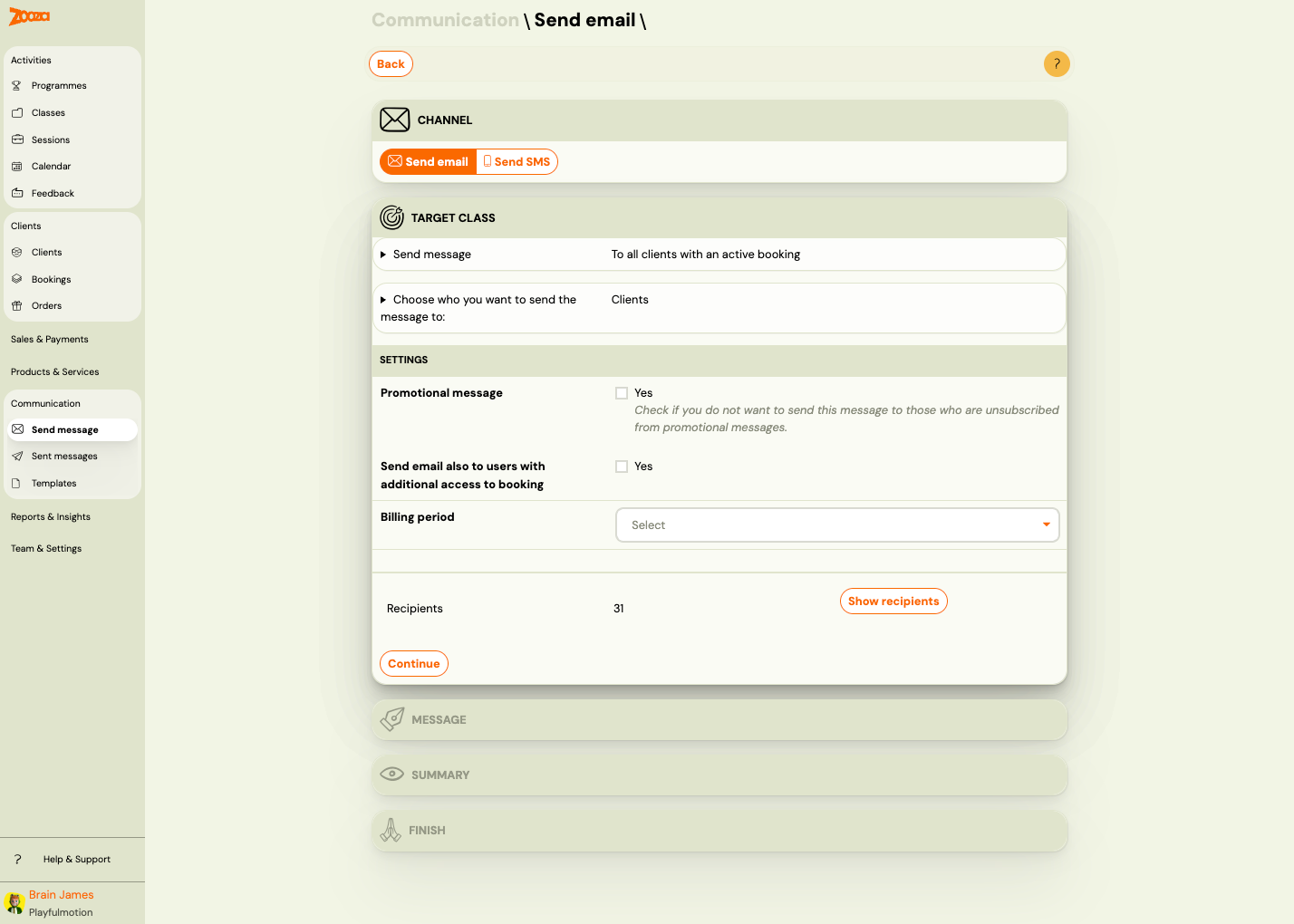 Communication — Send message