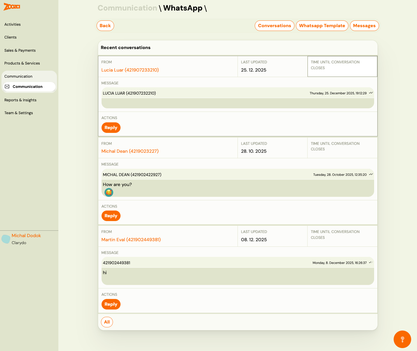 WhatsApp conversations