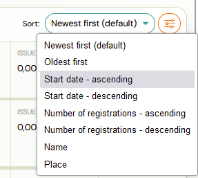 Sort options