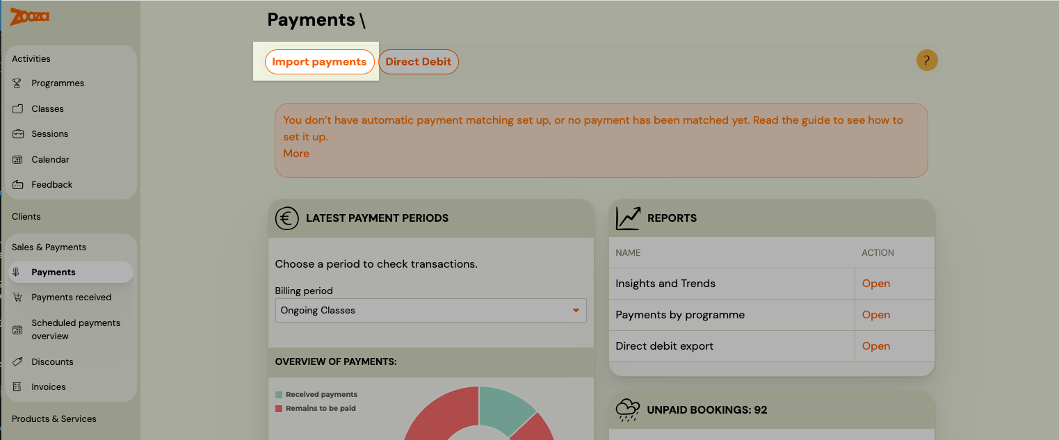 Screenshot — csv payment import