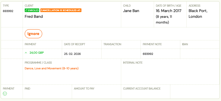Screenshot — csv payment import