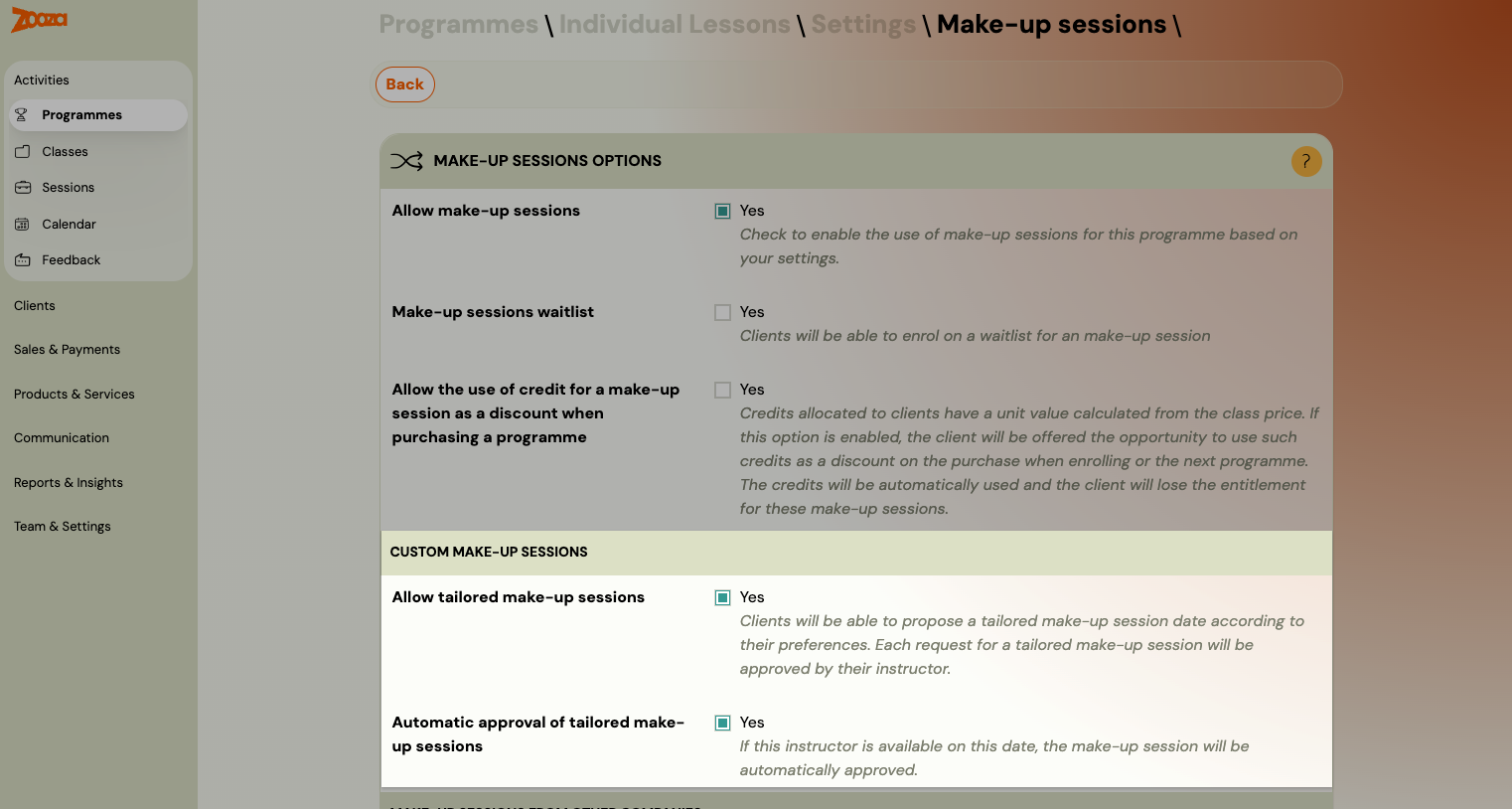 Screenshot — custom replacement lessons