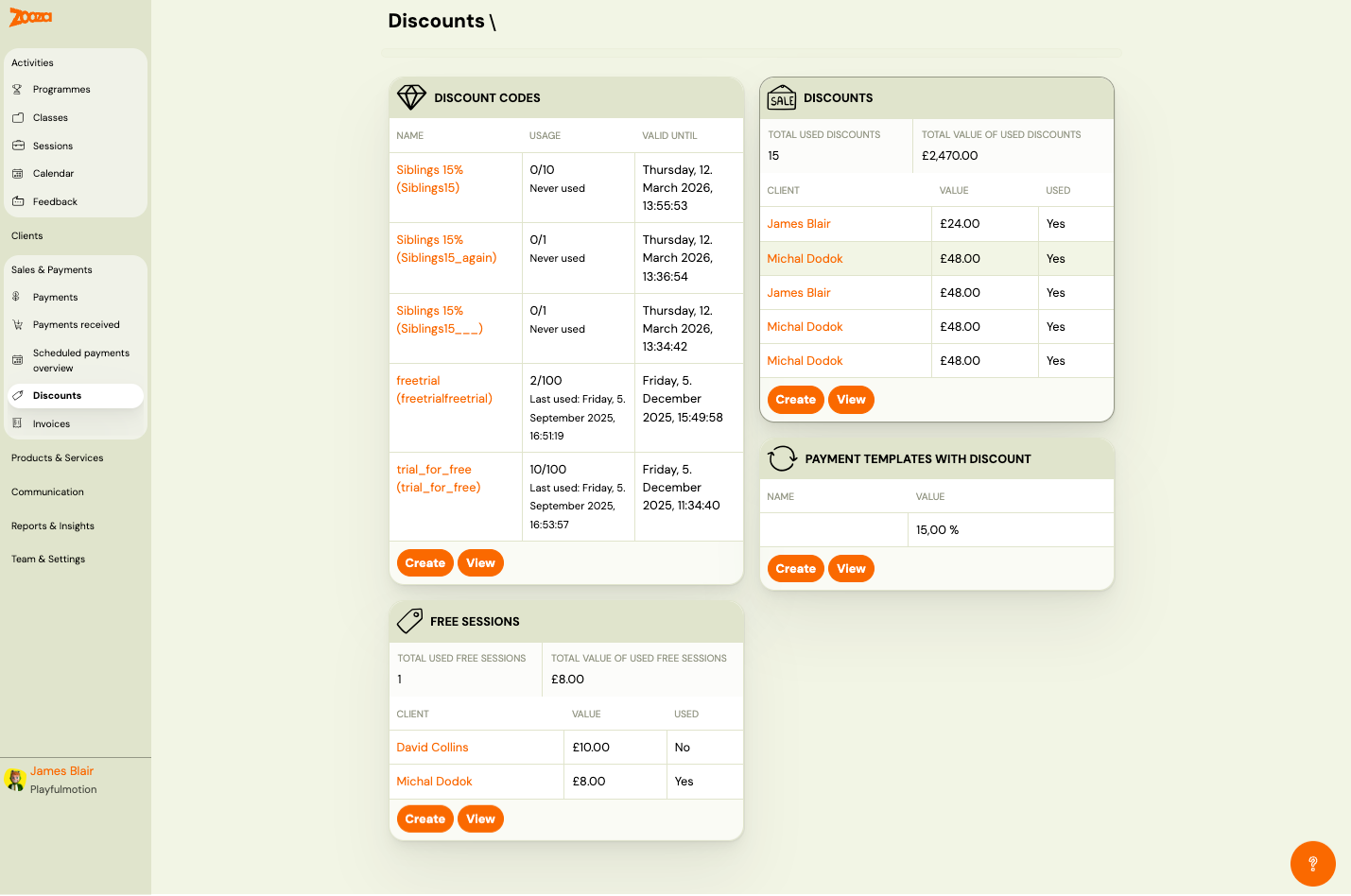 Discounts dashboard