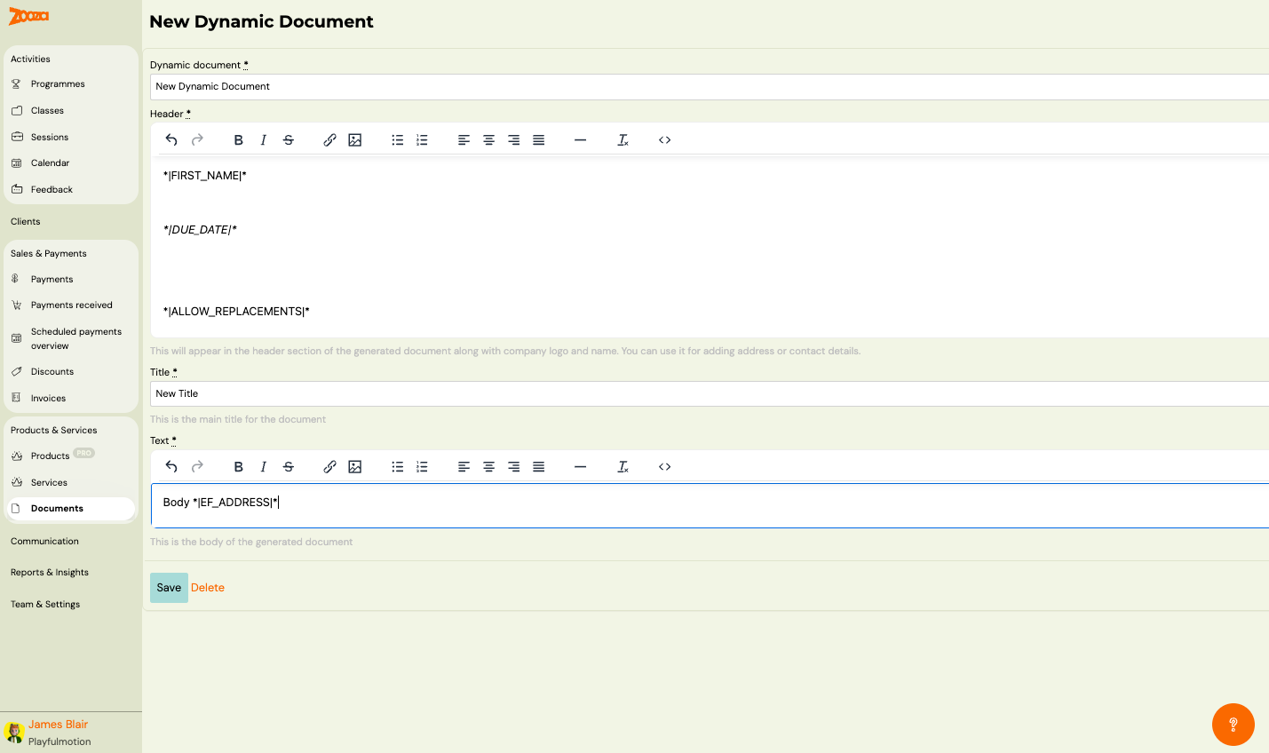 Dynamic document editor