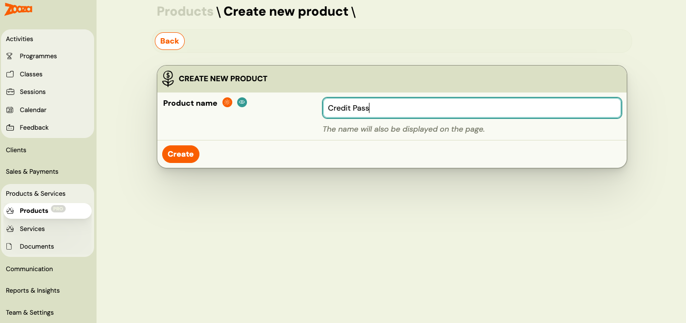 Create new product