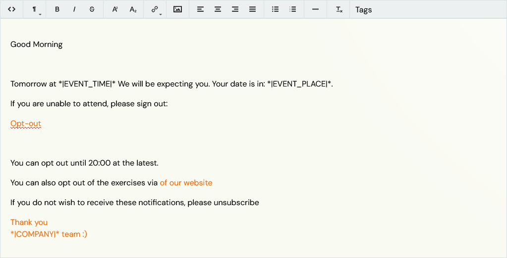 General settings - sign-out rules