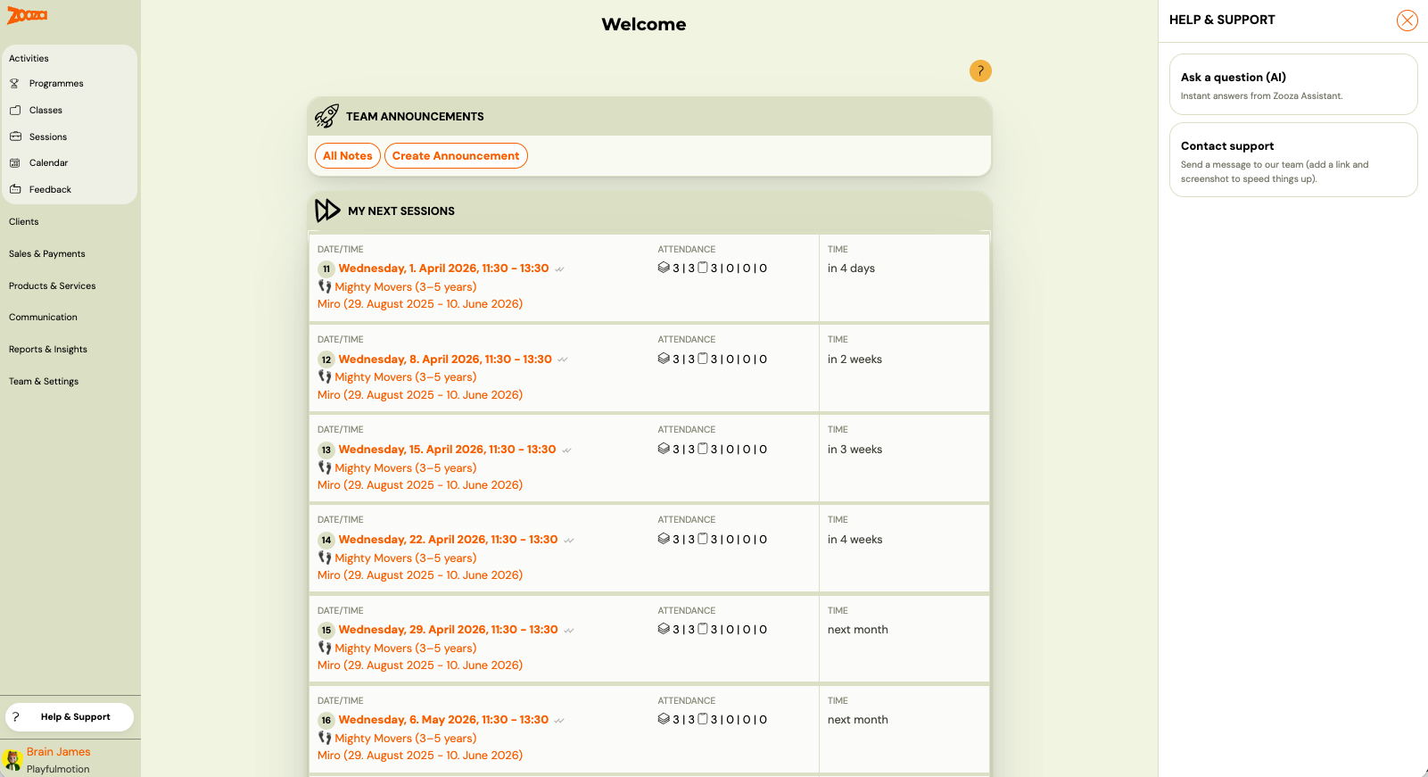 Screenshot — getting help and support
