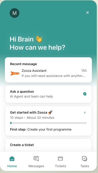 Screenshot — getting help and support