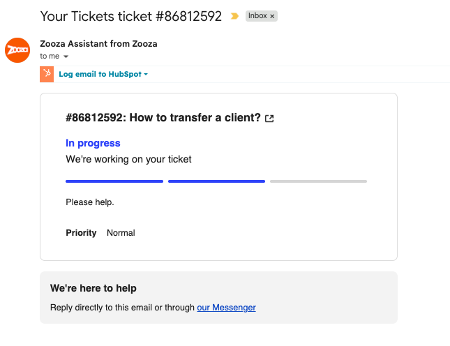 Screenshot — getting help and support