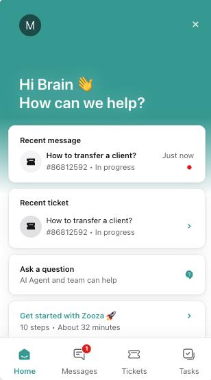 Screenshot — getting help and support