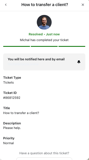 Screenshot — getting help and support