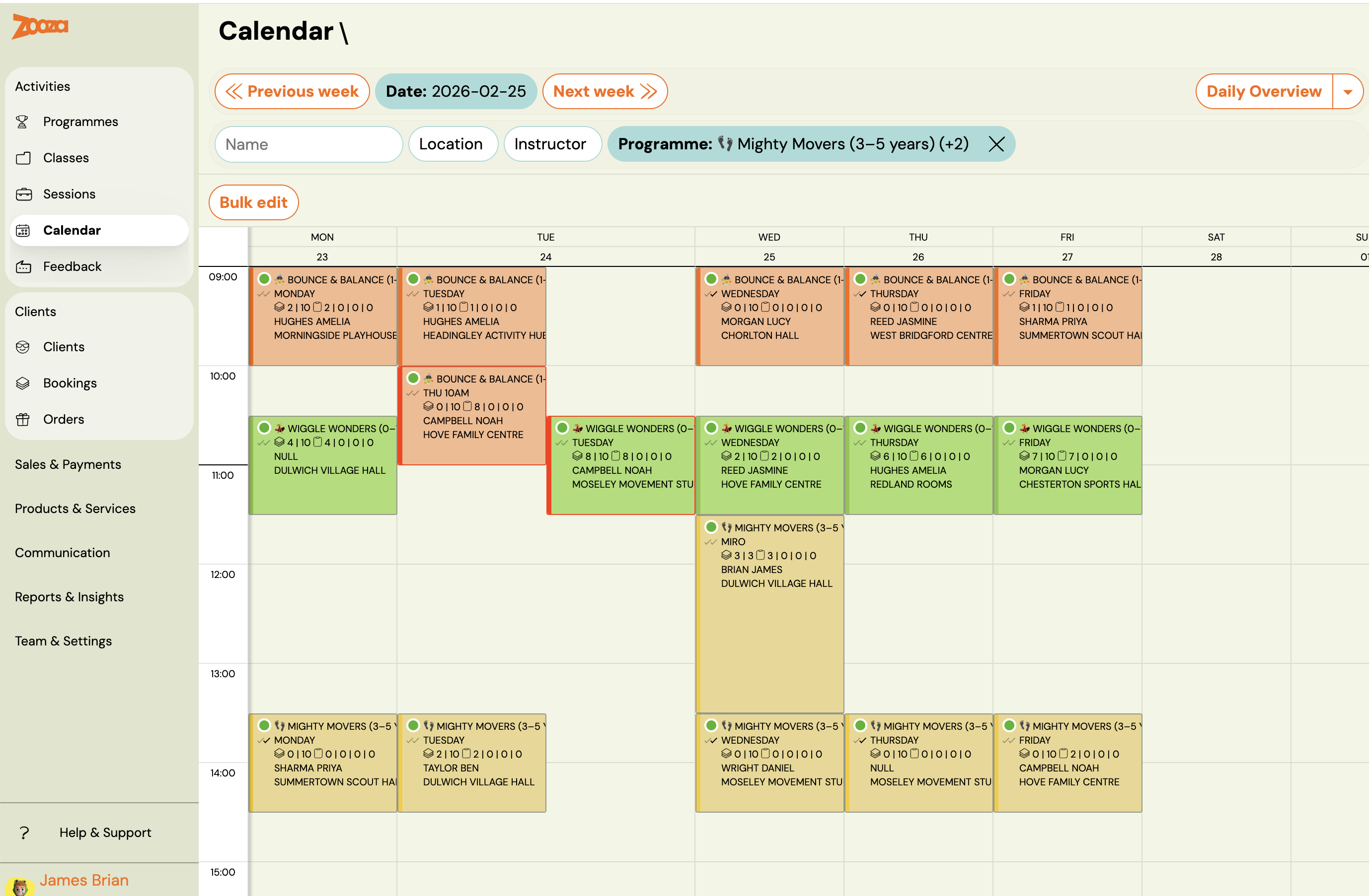 Screenshot — instructor attendance management