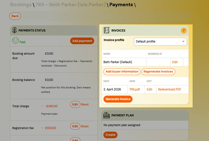 Screenshot — invoice buyer data