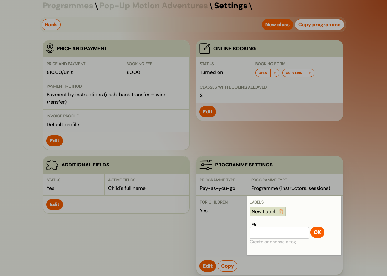 Screenshot — labels