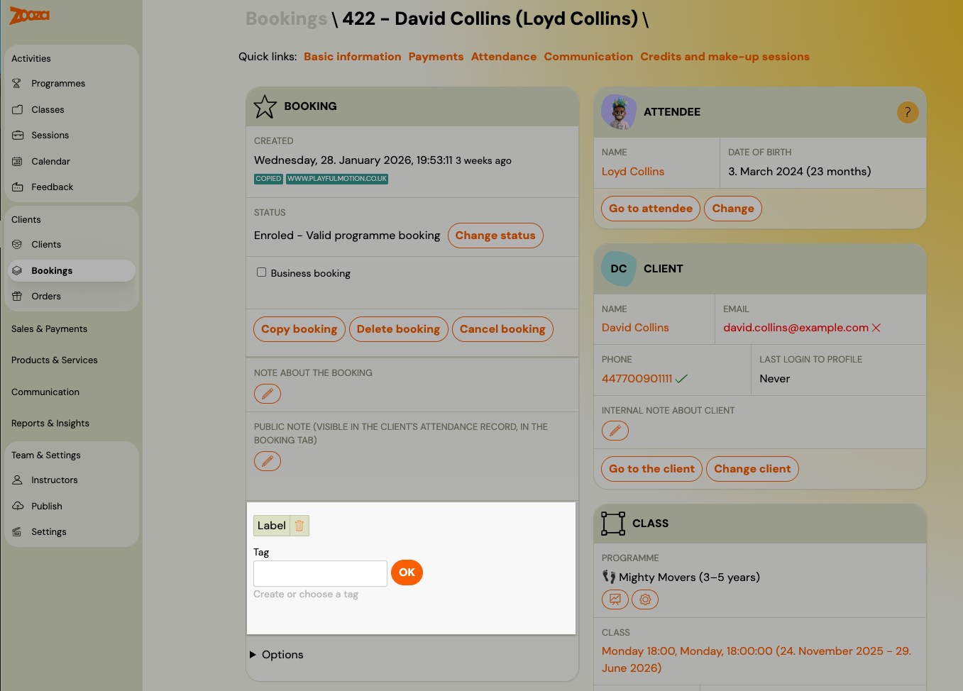 Screenshot — labels