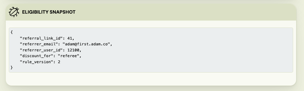 Screenshot — loyalty activity log