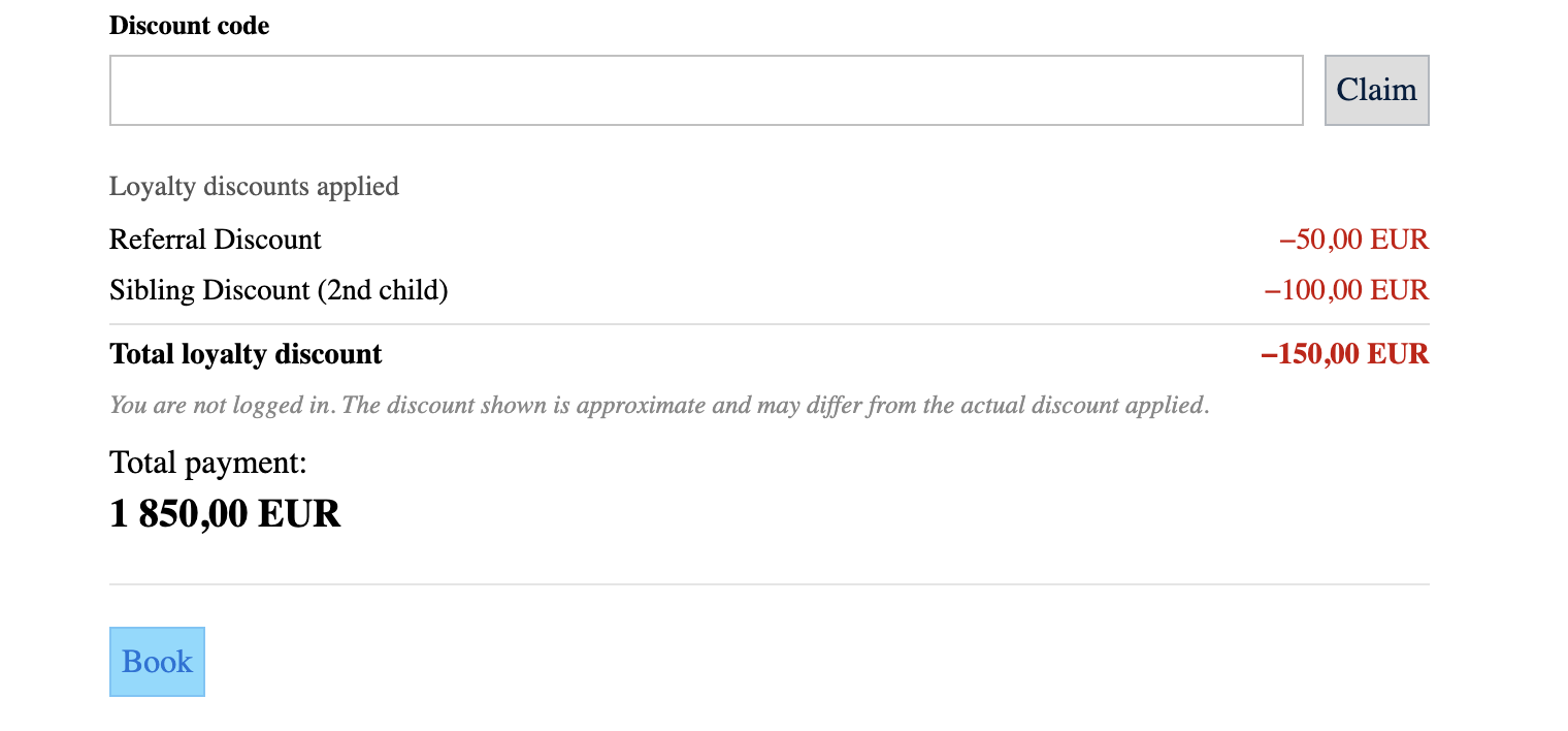Screenshot — loyalty client view
