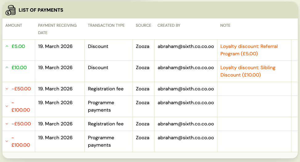 Screenshot — loyalty client view