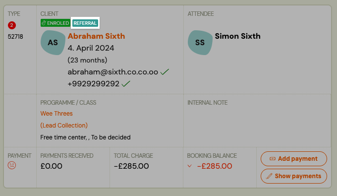 Screenshot — loyalty client view