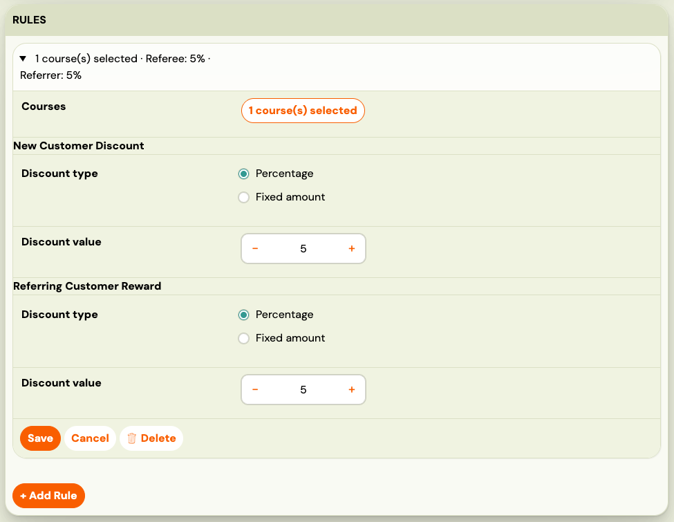 Screenshot — loyalty referral