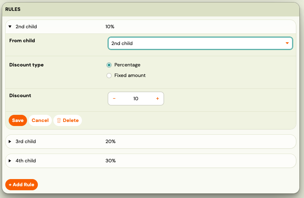 Screenshot — loyalty sibling discount