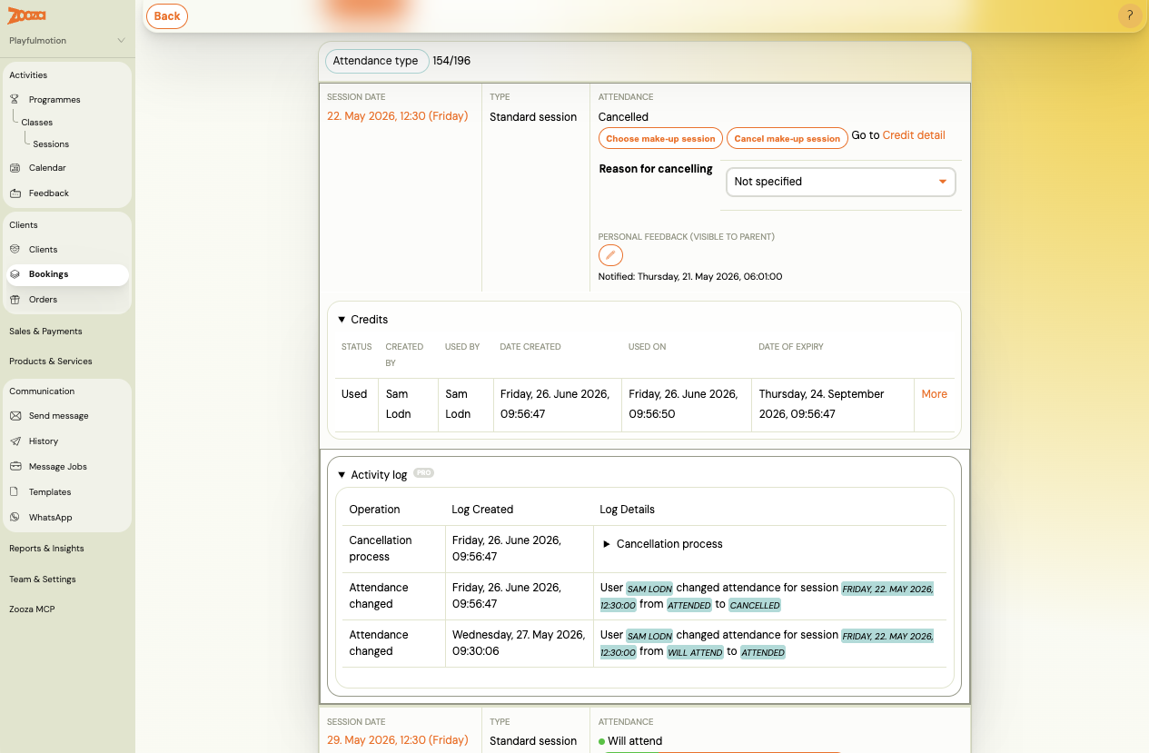 Screenshot — make up sessions faq