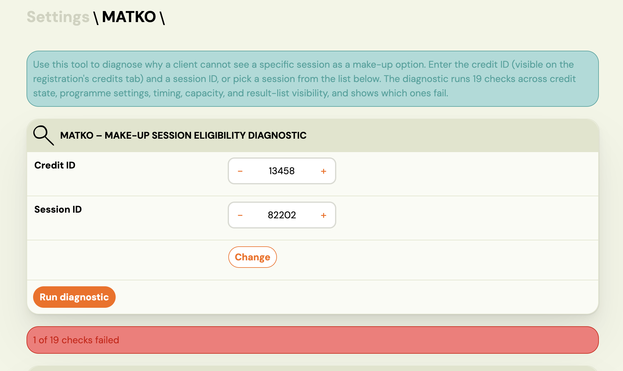 MATKO result — green banner showing all 19 checks passed
