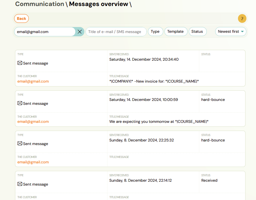 Messages overview