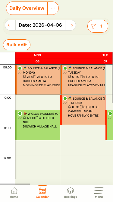 Instructor mobile calendar