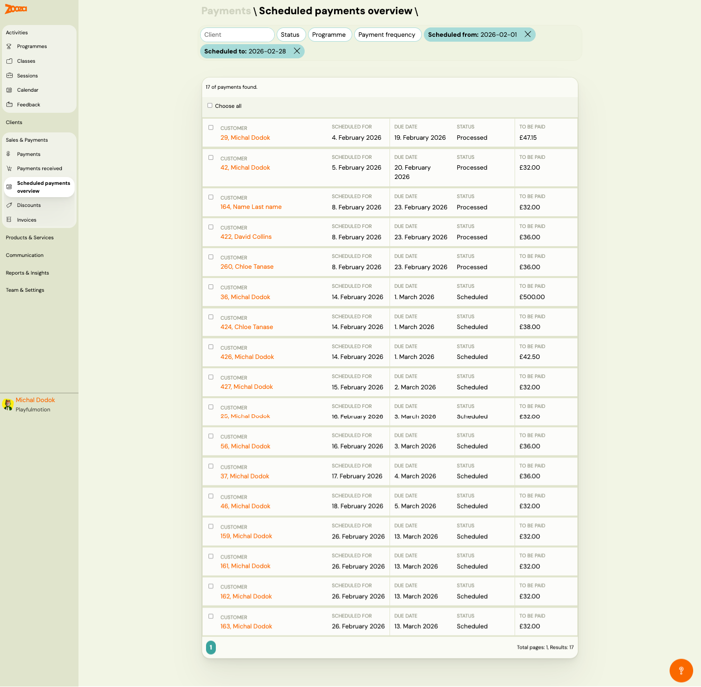 Scheduled payments overview