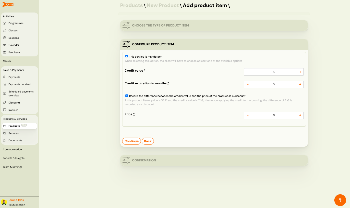 Configure prepaid credit